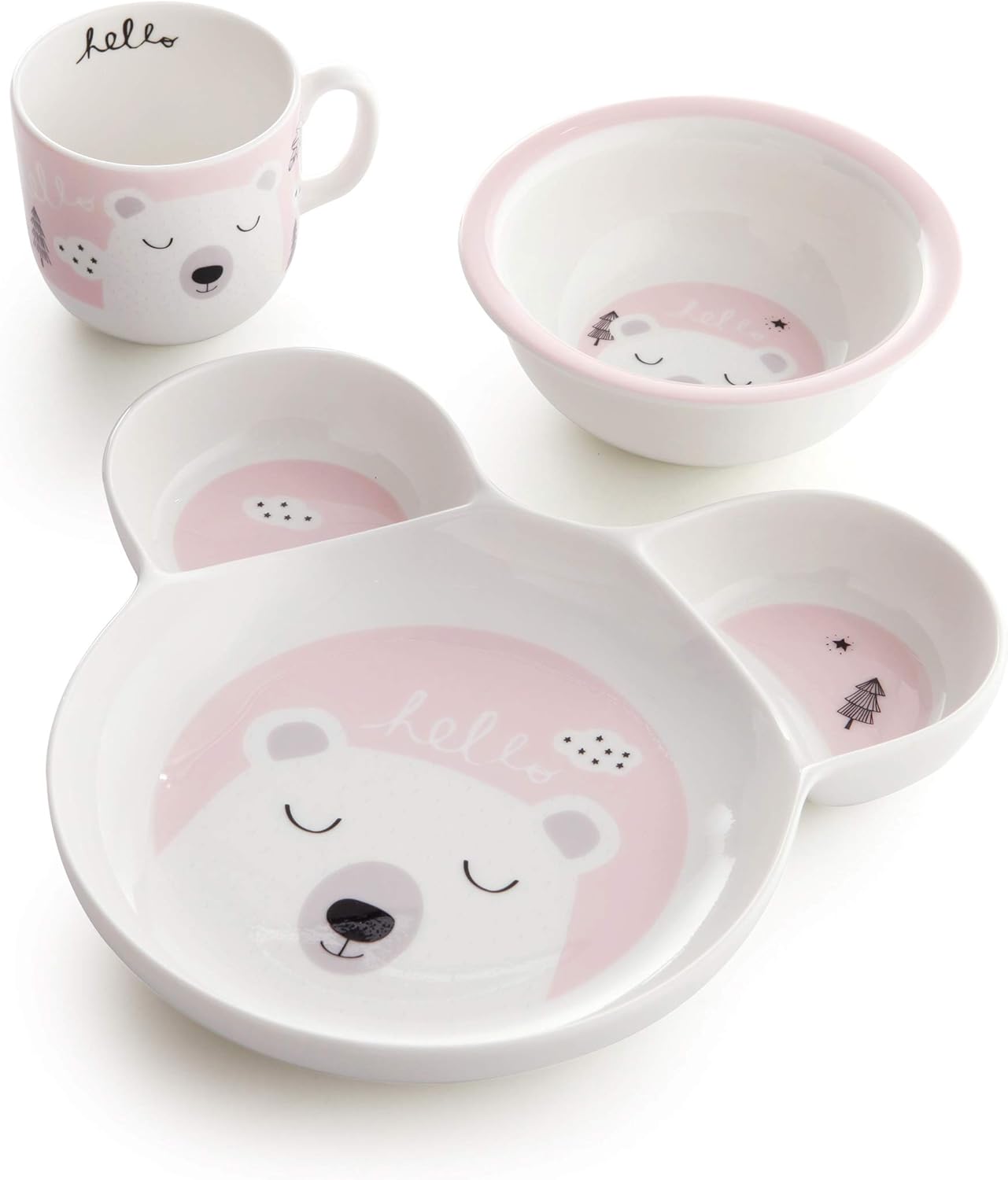Black Friday Clearance ZEN Hello Hello Porcelain Childrens Kids Dinner Set of 3 (PINK) Review Product ZEN Hello Hello Porcelain Childrens Kids Dinner Set of 3 (PINK)