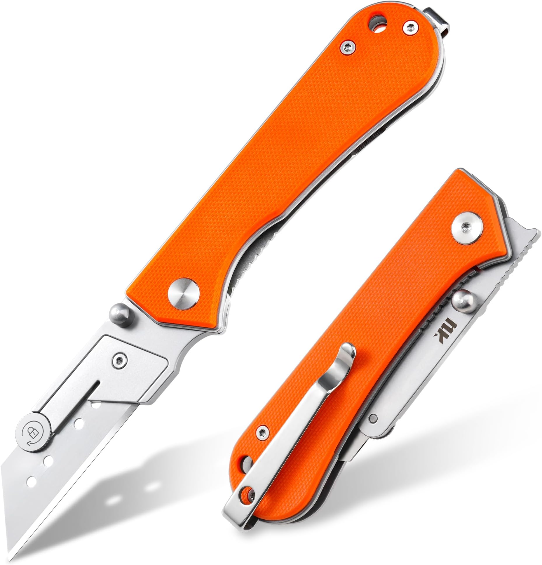 U23 Kumpanter Folding Utility Knife - Versatile EDC Knife with Quick-Release Blade, Compact Foldable Pocket Utility Knives - G10 Orange