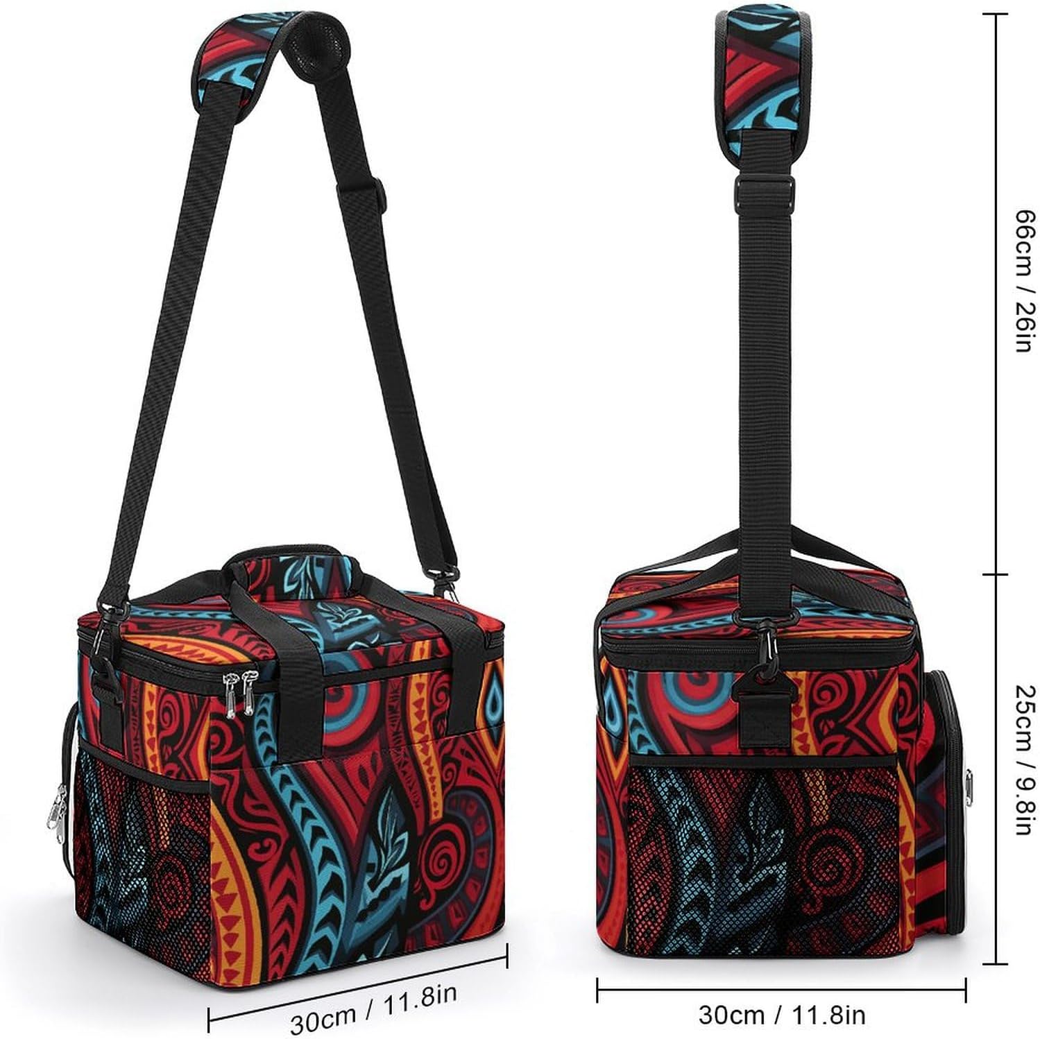 Camping Ice Pack, Abstract Tribal Pattern Print Cooler Bag, 22.5L Large Capacity Insulated Lunch Tote Bag for Outdoor, Picnic, BBQ, Travel, Work