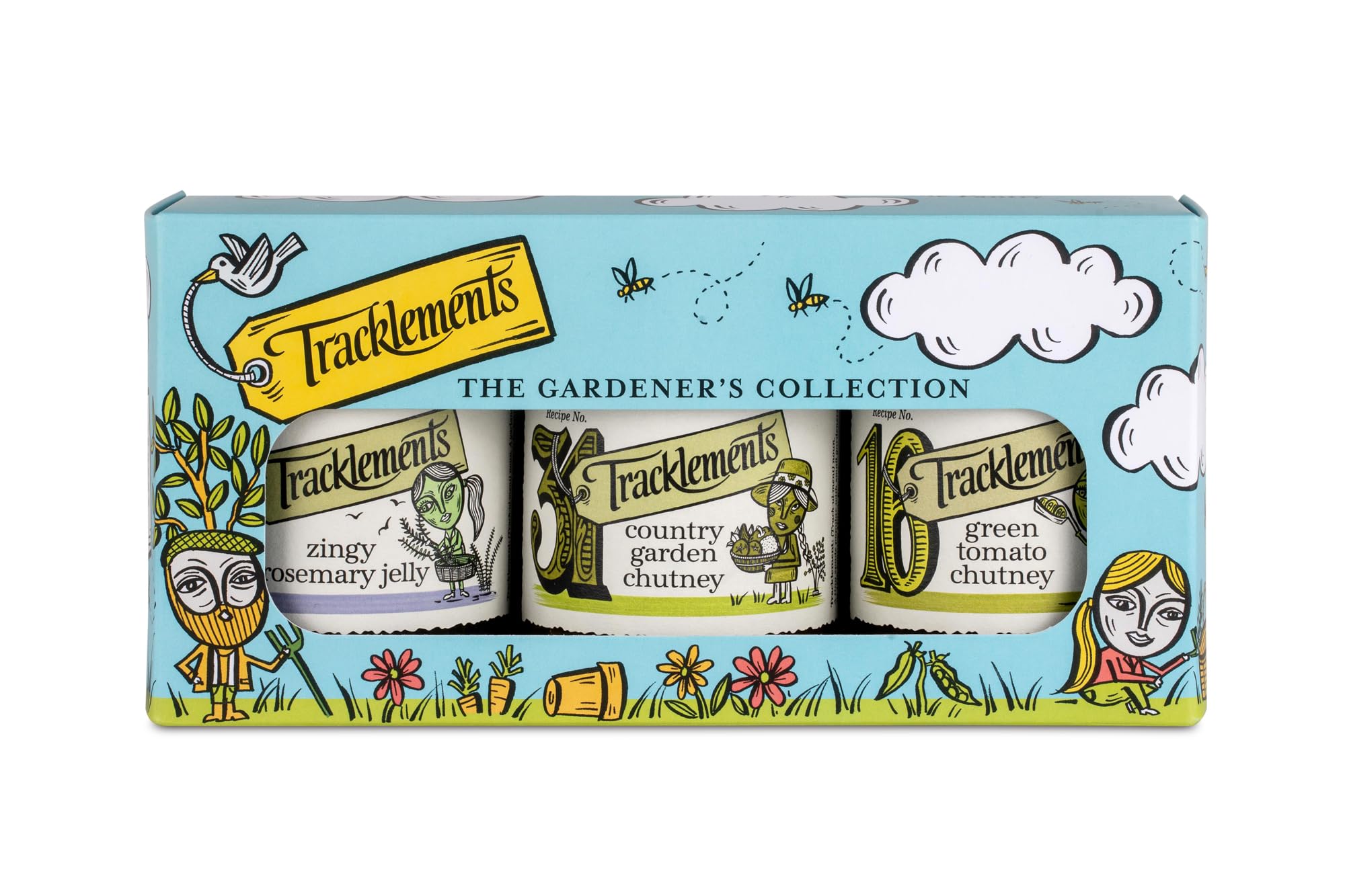 Tracklements - The Gardener's Collection Gift Pack, Containing Zingy Rosemary Jelly, 220g, Country Garden Chutney, 200g and Green Tomato Chutney, 200g