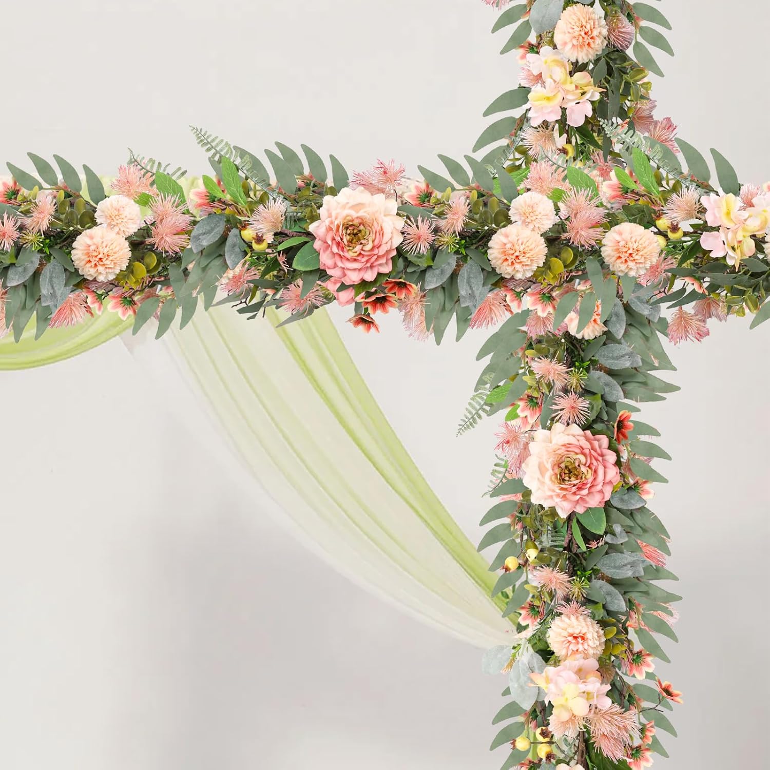 Spring Garland 6FT Hydrangea Flower Garland Faux Greenery Leaf Vine Garlands for Decoration for Spring Indoor Outdoor Garden Farmhouse Porch Wall Wedding Room Home Decor (Pink) - Image 6