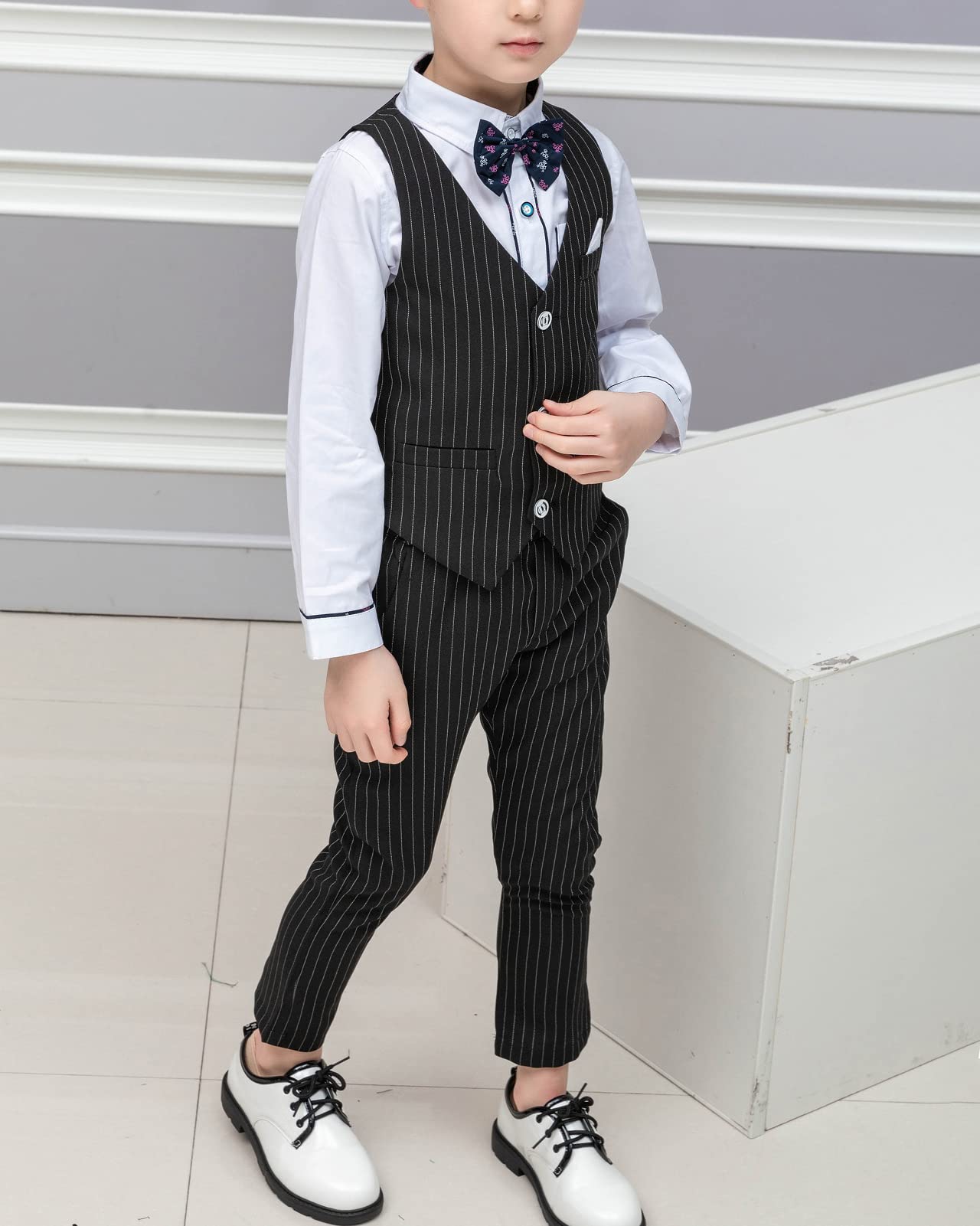 2/5 Piezas Conjunto de Traje para Niños Conjunto Chaleco de Vestir y Pantalón,Traje de Boda
