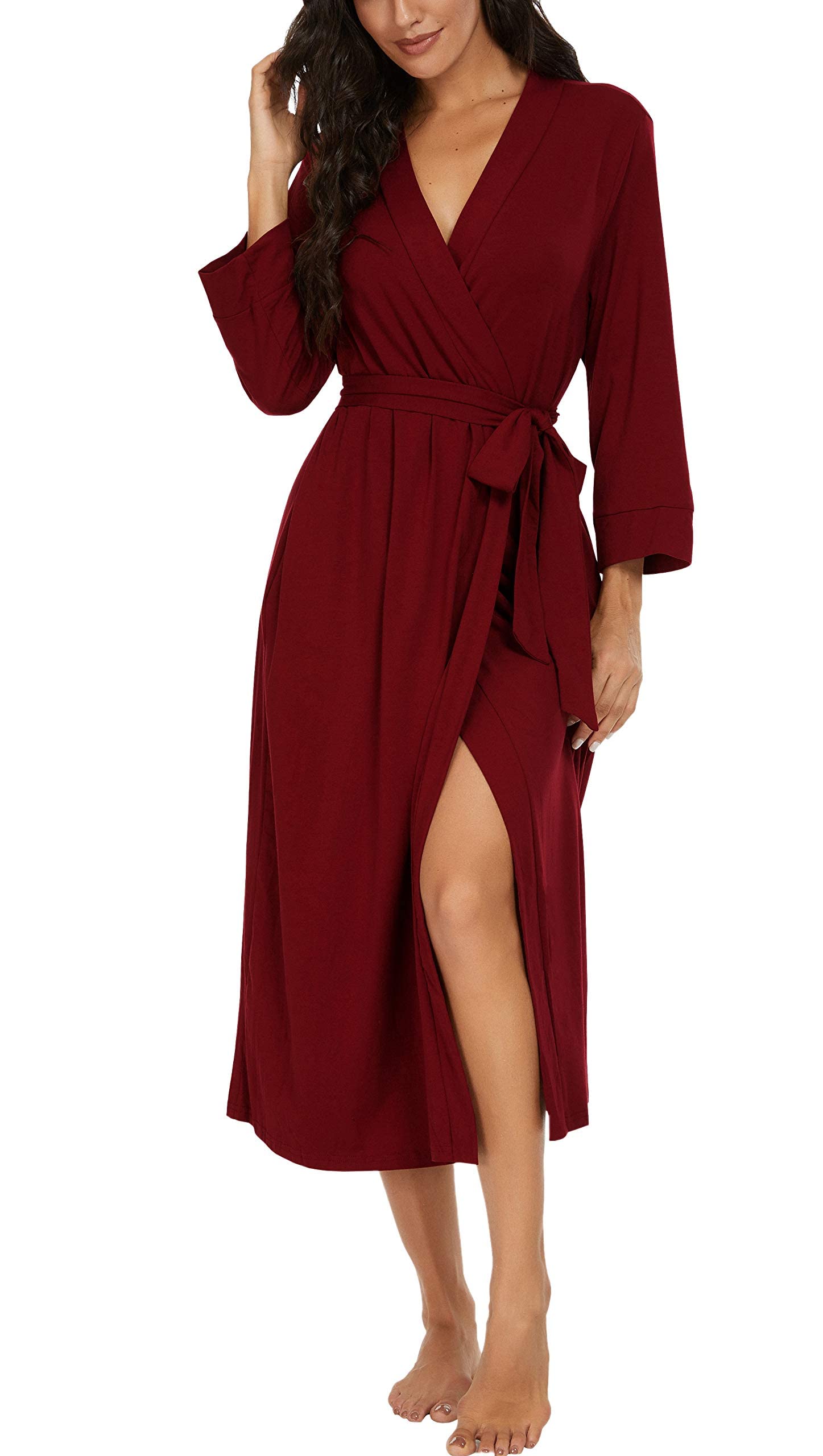 PrinStory Women Long/Short Bathrobe Knit Kimono Robes Soft Womens Dressing Gowns Casual Ladies Loungewear