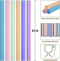 Vista 7 de ALINK 100 pajitas Boba a rayas + 100 pajitas Boba de plástico