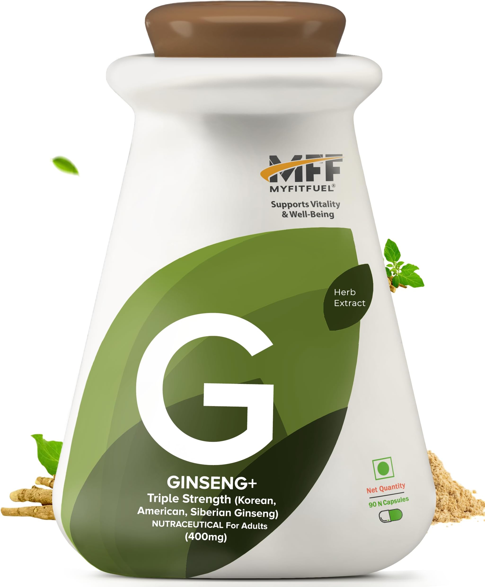 MyFitFuel Ginseng+ (Triple Strength Ginseng with Korean, American & Siberian), (400mg), 90 Capsules
