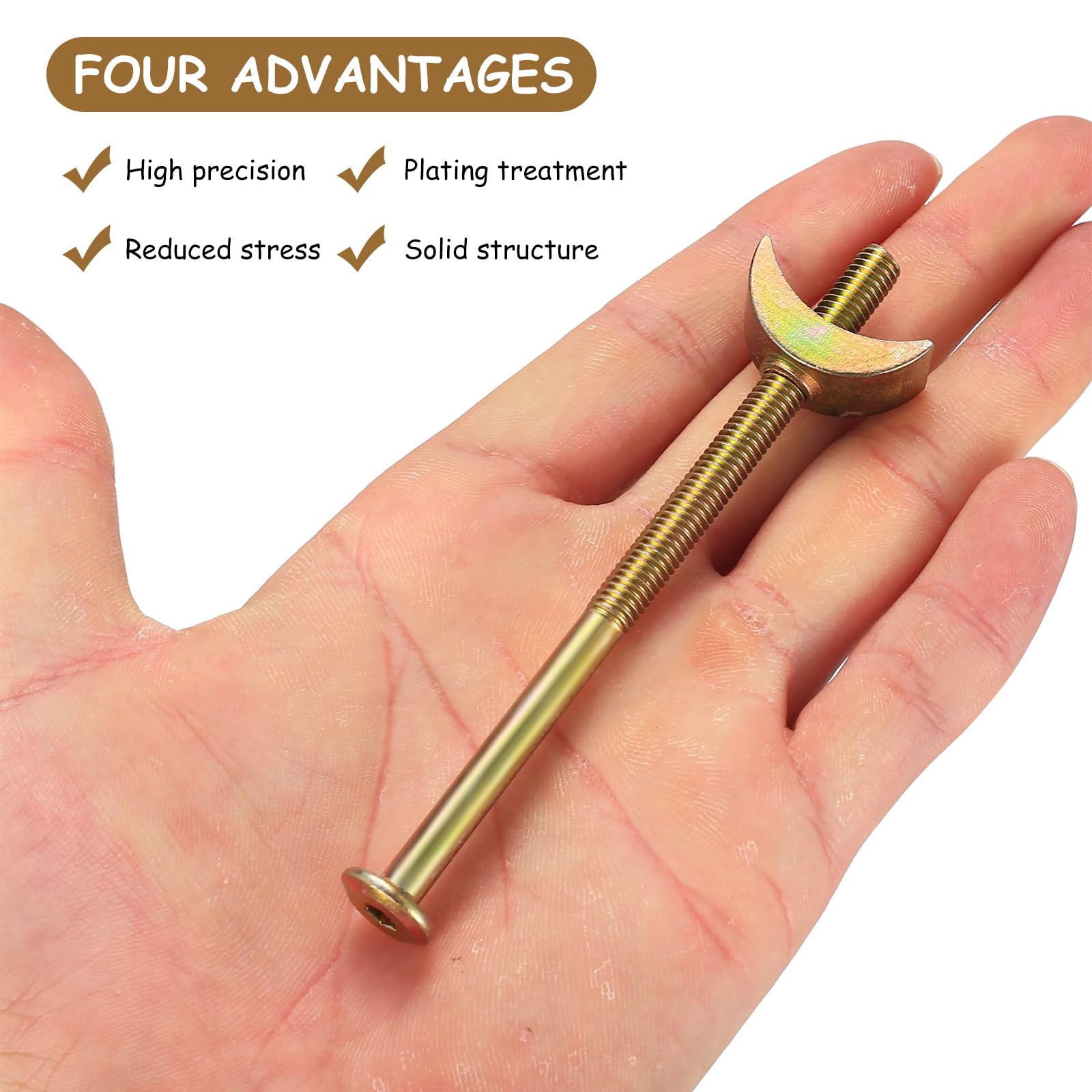 11 Pcs M6 Furniture Boltss, Bunk Bed Bolts Connectors, Furniture Connecting Bolts with Half Moon Luna Washers - Image 4