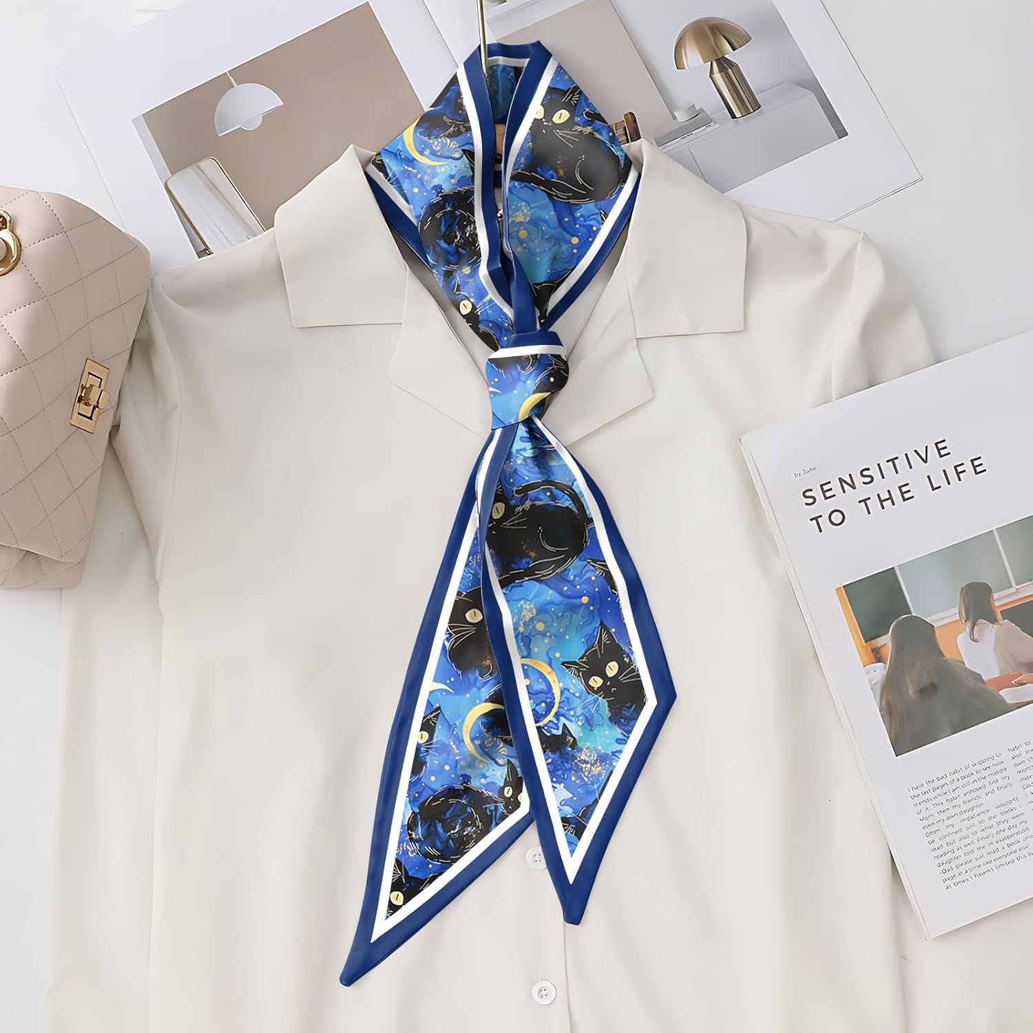 Hair Head Scarf Neck Scarves Silk Feeling Long Satin Fashion Cute Decoration Handbag Women Girls 59 * 6.7'' - Image 3