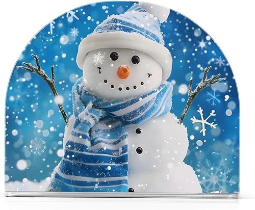 Vista 19 de Muñeco de nieve árbol de Navidad noche servilleta titular de cocina dispensador de papel de seda cóctel para mesa de comedor, invitados de fiesta