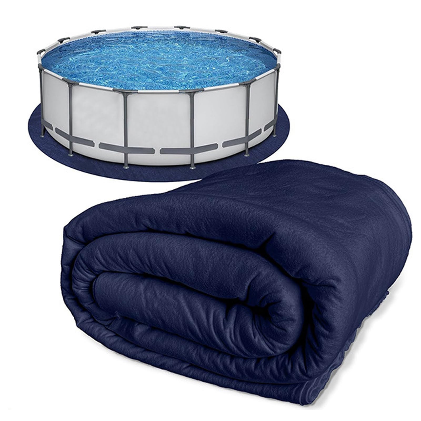 Tapis de sol rond pour piscine 12ft de couleur bleue