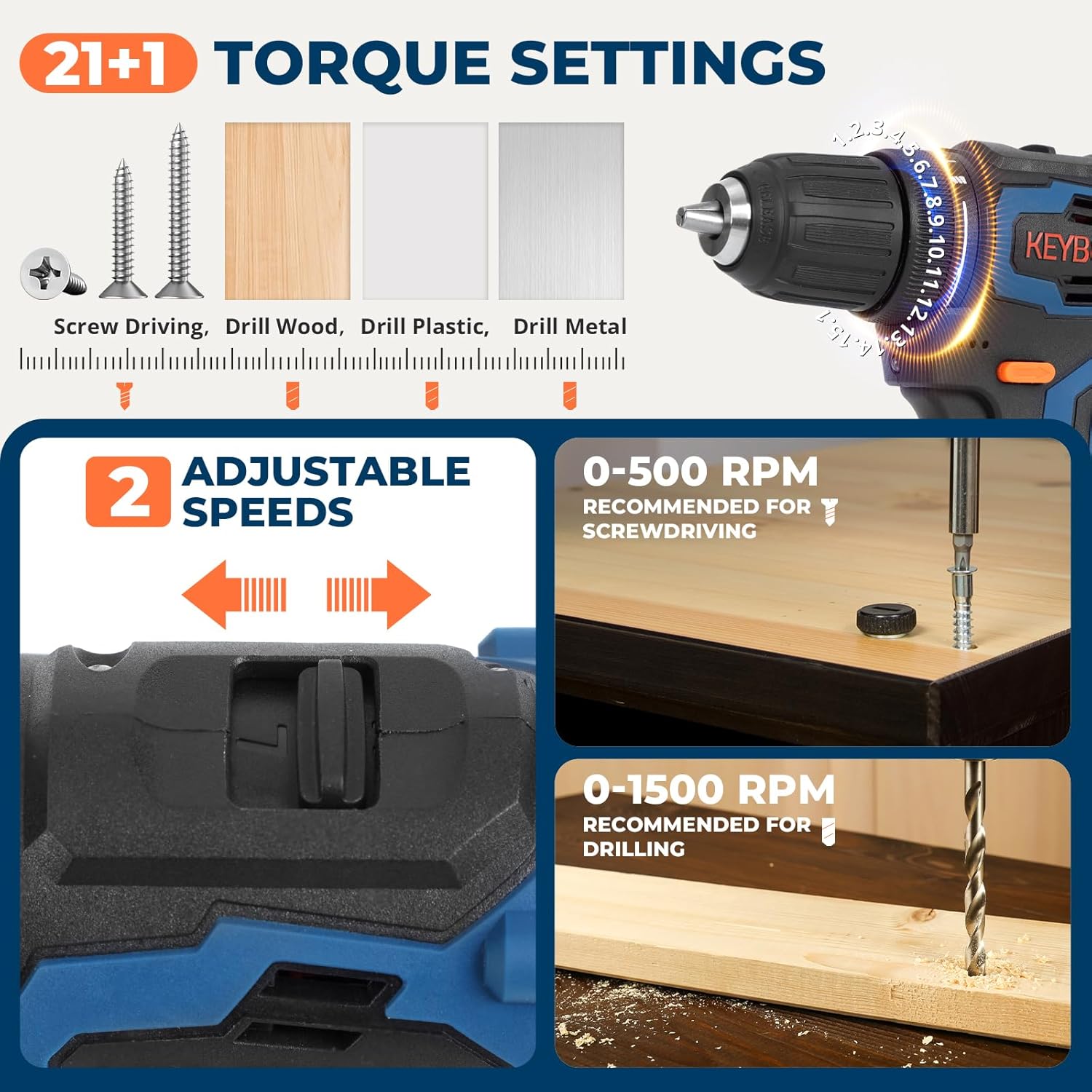 12V MAX Brushless Cordless Drill Set, Power Drill Kit with 2×1.5Ah Batteries & Fast Charger, 3/8" Keyless Chuck, 350 In-lbs Torque, 2-Speed Electric Screwdriver for Home DIY, 20pcs Accessories