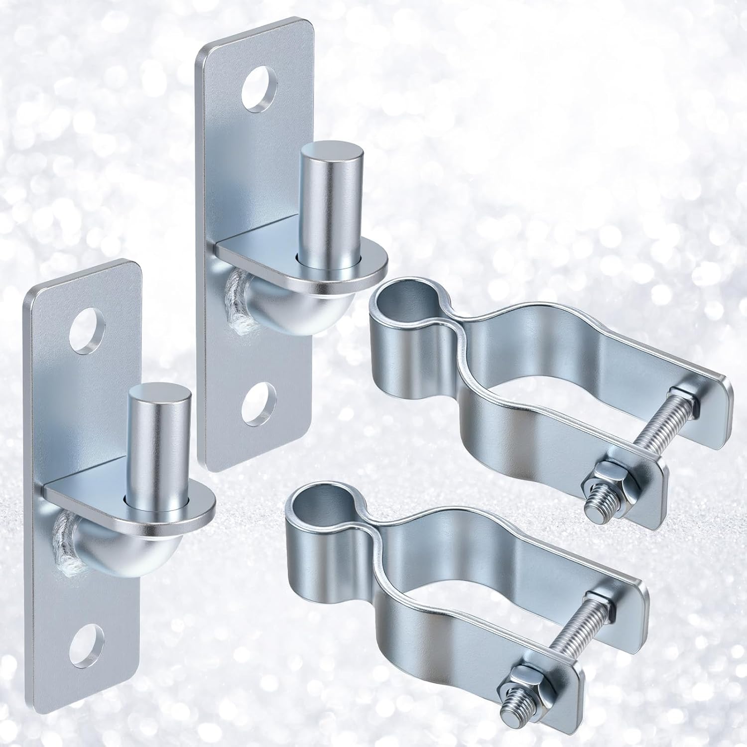 2 Pack 1-3/8 Inch Wall Mount Gate Hinge, Heavy Duty Wall Mount Gate Hinges kit, Metal Chain Link Fence Frame Hinge, T Post Gate Hinges for Farm Outdoor, Screws Included