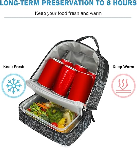 Miniatura 5 de Tilami Bolsas de almuerzo aisladas con correa ajustable, bolsas enfriadoras resistentes al agua, bolsas Bento para niños pequeños, Gris, Ajustable,