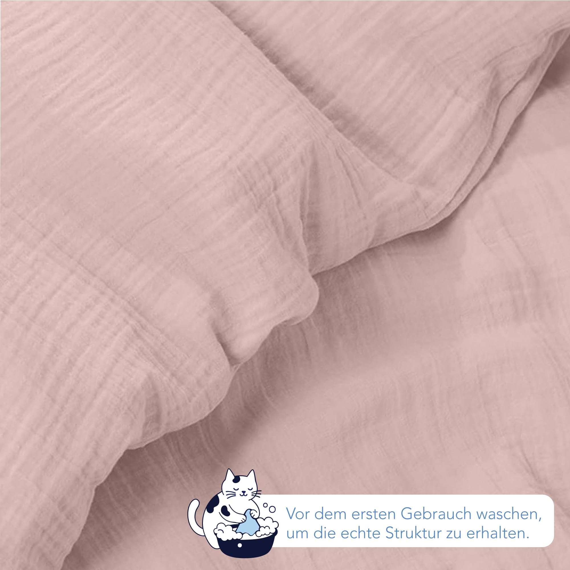 Dreamzie Kinderbettwäsche 100x135 cm + Kissenbezug 40x60 - Musselin Bettwäsche aus 100% Baumwolle, Oeko-TEX Zertifiziert, atmungsaktiv & hautfreundlich - Rosa