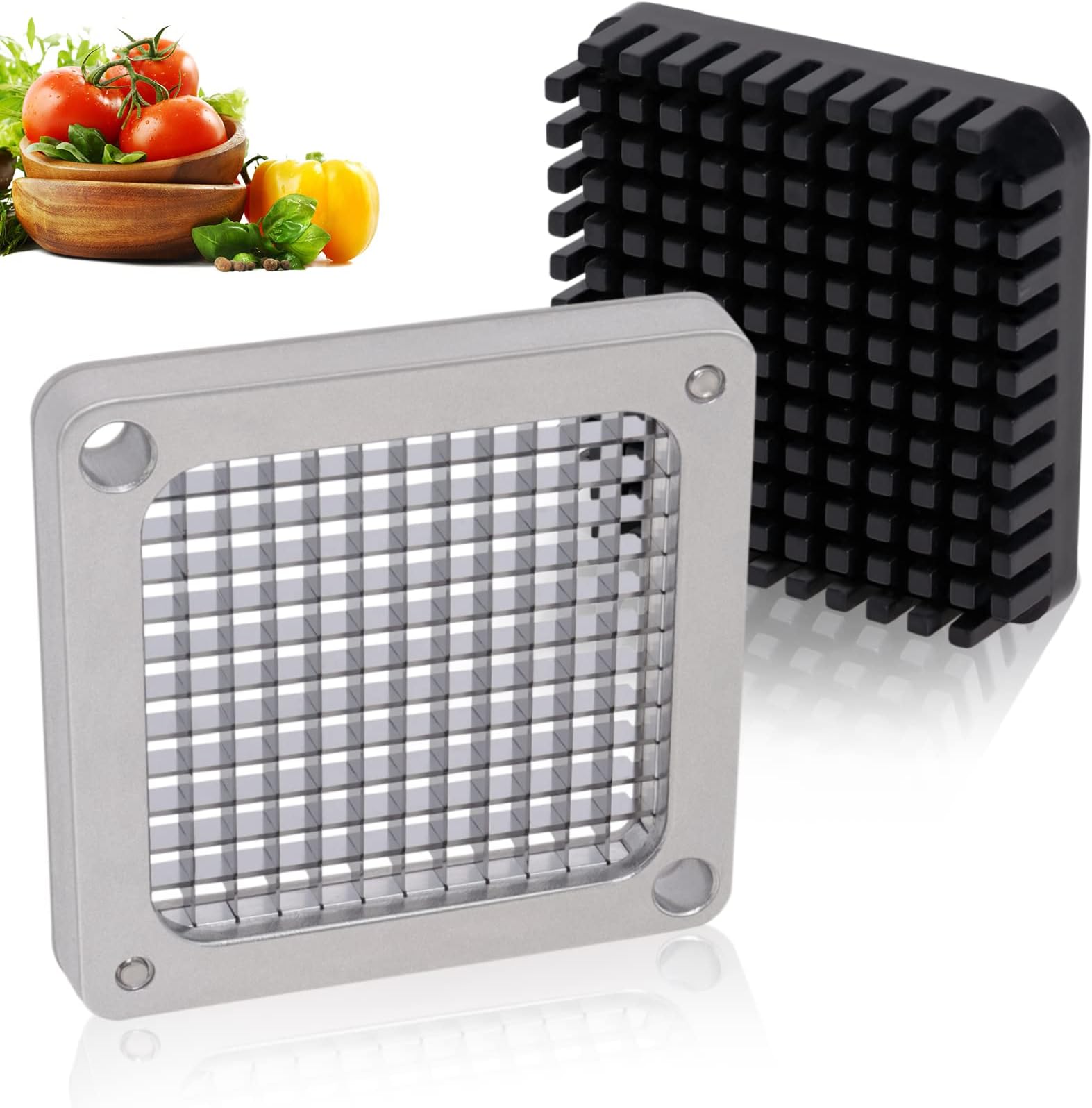 1/4" Replacement Dicer Chopper Blade with Pusher Block, Commercial French Fry Cutter Blade, Commercial Vegetable Chopper for Onion Dicer Tomato Dicer French Fries Cutter