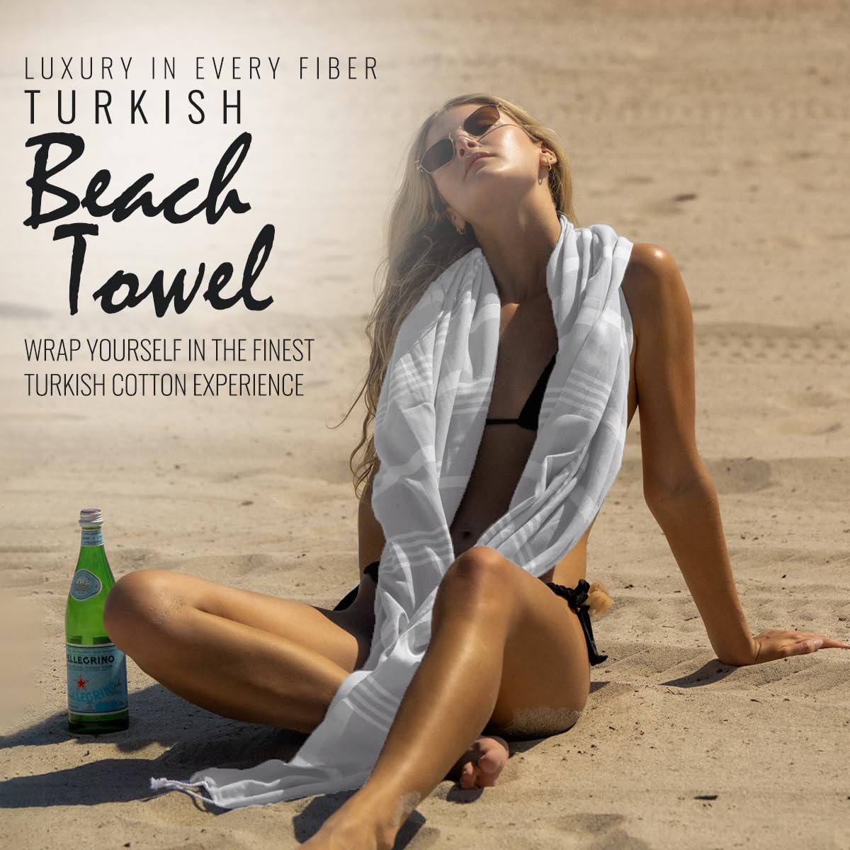 Beach Towel 100% Cotton Turkish – Extra Large 38x70 Inch, Pre-washed, Sand-Free & Quick Dry For Travel & Camping - View #7