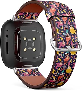 CJBROES Replacement Leather Watch Band, Compatible with Fitbit Versa 3 and Fitbit Sense of Wristband Bracelet Accessory - Marine Cute Mermaids