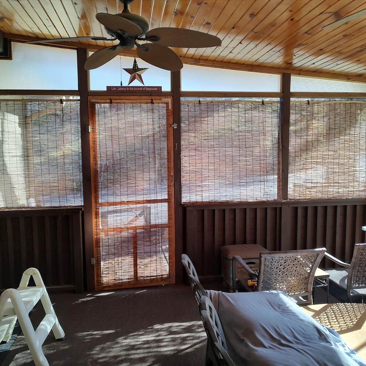 Outdoor Bambusrollo Wetterfest Sichtschutz, Sonnenschutz Bambus Rollos, 60 80 90 100 110 120 130 140 150 160cm Breite Bambus Jalousie, für Balkon Terrasse Veranda Pergola (Size : W140xH280CM)