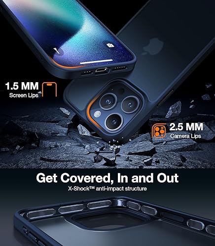 Miniatura 20 de TORRAS - Funda a prueba de golpes para iPhone 14 (contra caídas de grado militar de 10 pies), elegante, parte trasera translúcida y borde suave