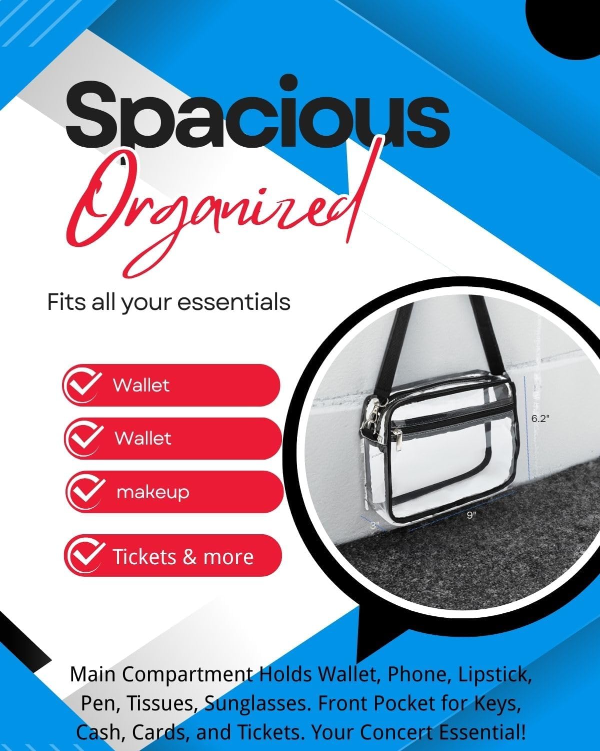 Christmas Gift for Women,Stadium-Approved Clear Bag for Women Gift,Transparent PVC See Through Shoulder Bag with Removable Strap for Concerts, Gameday, and Stadium - Image 5