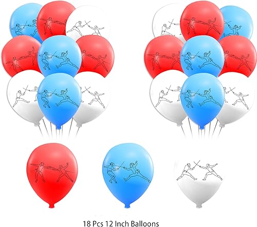 Miniatura 5 de Decoraciones de fiesta de esgrima, suministros para fiesta de cumpleaños, incluye pancarta de feliz cumpleaños, decoración de pastel, decoración de