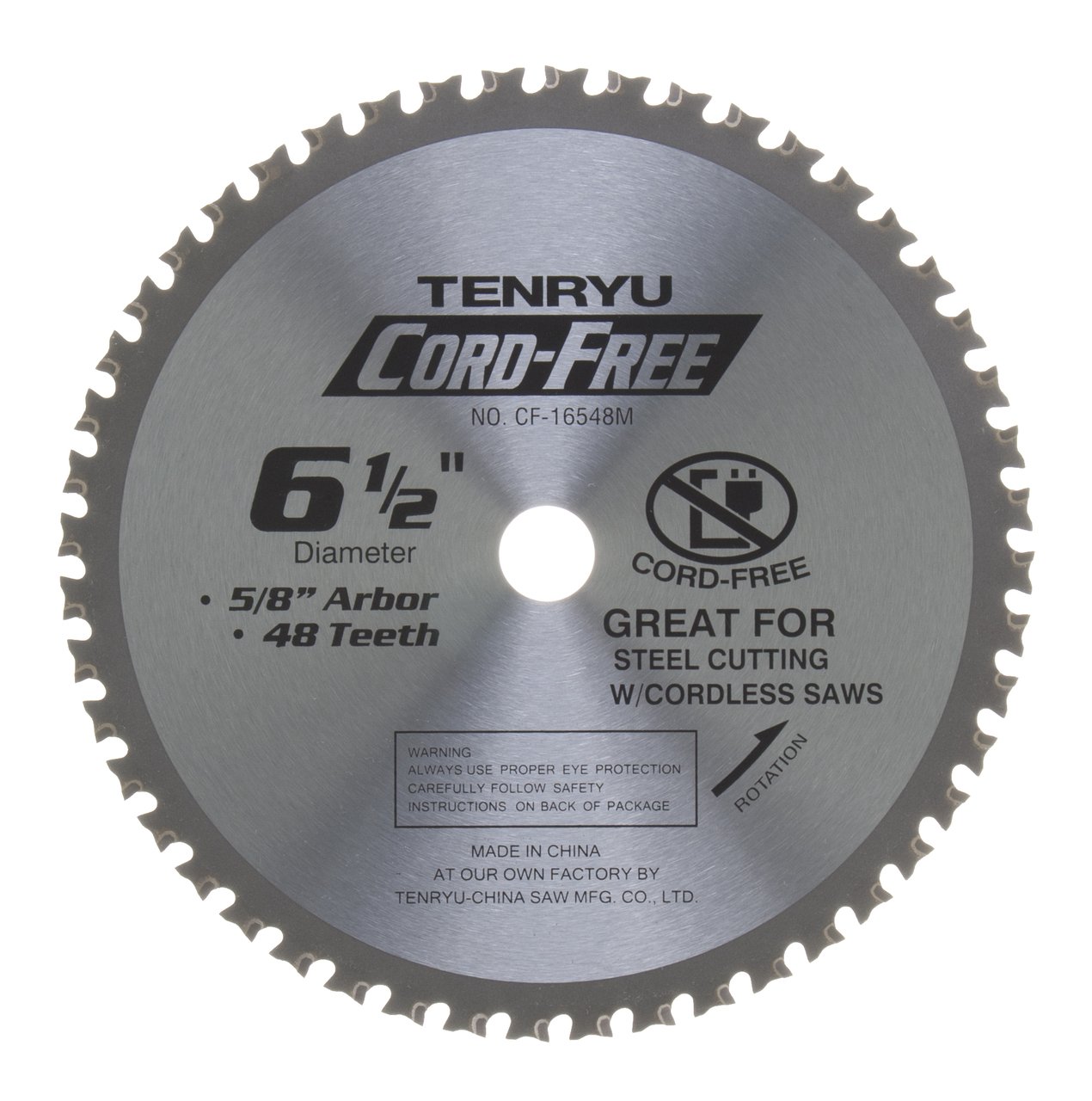 Tenryu CF-16548M 6-1/2" Carbide Tipped Saw Blade (48 Tooth MTCG Grind - 5/8" Arbor - 0.079 Kerf)