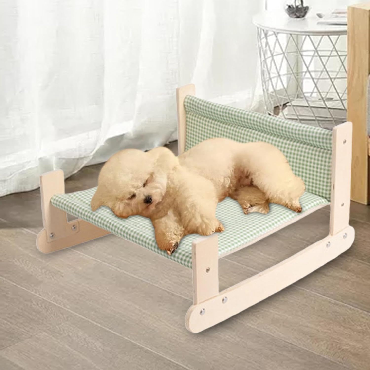 review Cat Hammock Cat Rest Hammock Washable Pet Resting Hammock Wood Beach Chair Cat Bed Cat Furniture for Lounge Small Medium Cats, Green