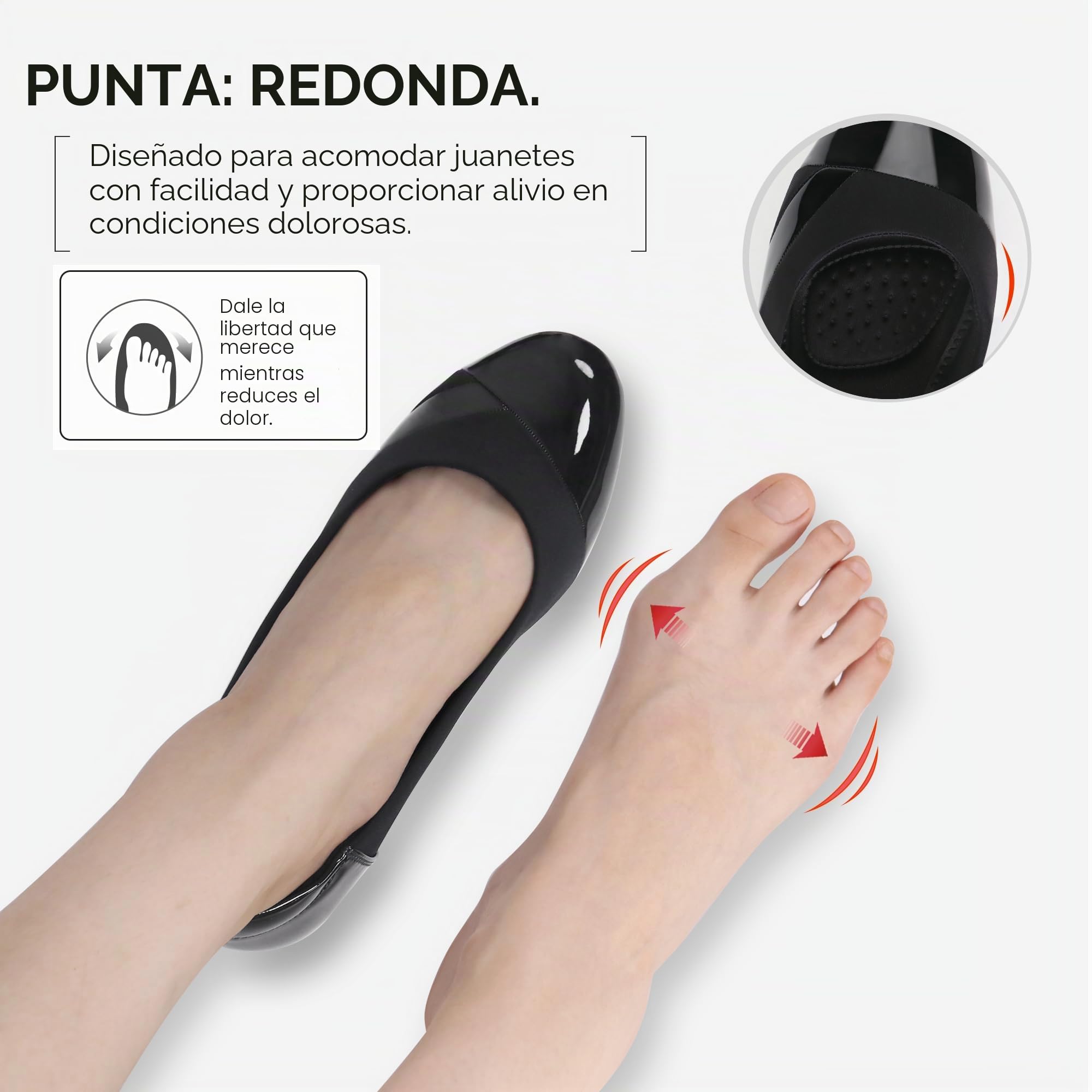 Ortho+rest Zapatos de Vestir para Mujeres con juanetes Tacón bajo ortopédico Slip on Mocasines Ortopédicos Bombas (40.5,Negro)