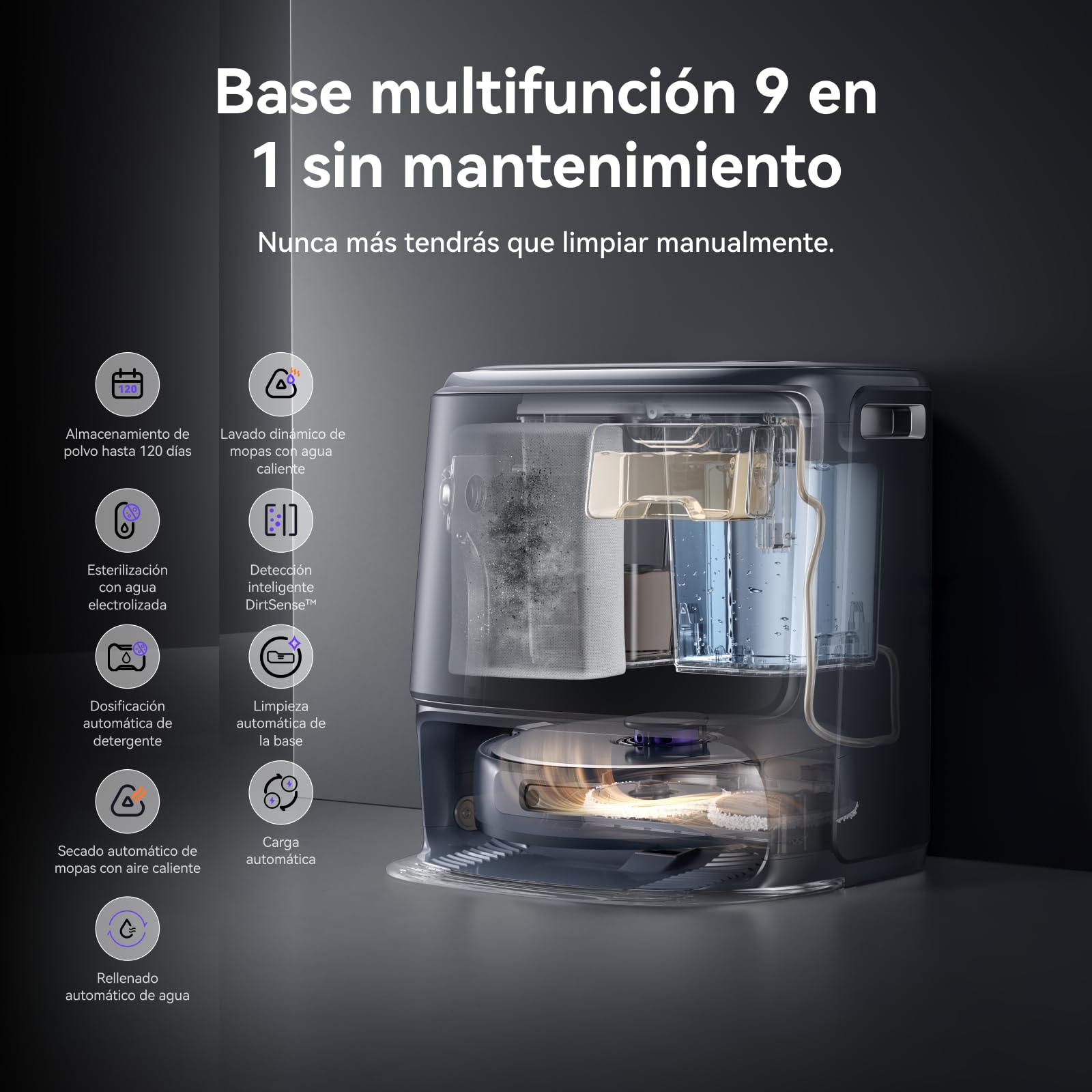 NARWAL Freo Z10 Ultra Robot Aspirador con Potencia De Aspiración 18000 Pa, Extensión Dinámica De Mopa, Sistema Anti-Enredos Y Limpieza Inteligente con Separación Húmedo/Seco