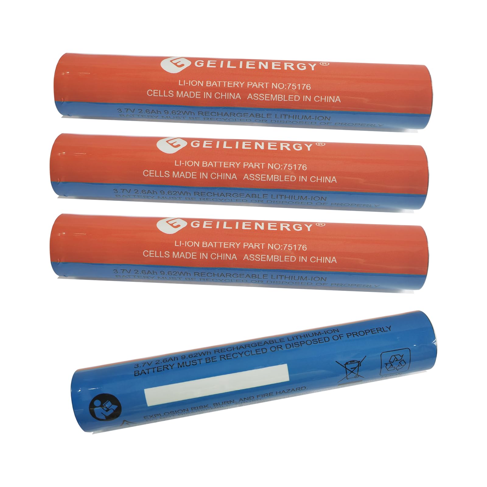 XUNTU 3.7V 75176 Lithium Ion Battery Compatible for Streamlight 75375 NiMH Battery, Streamlight 75175, Stingers Except UltraStinger (4 Count)