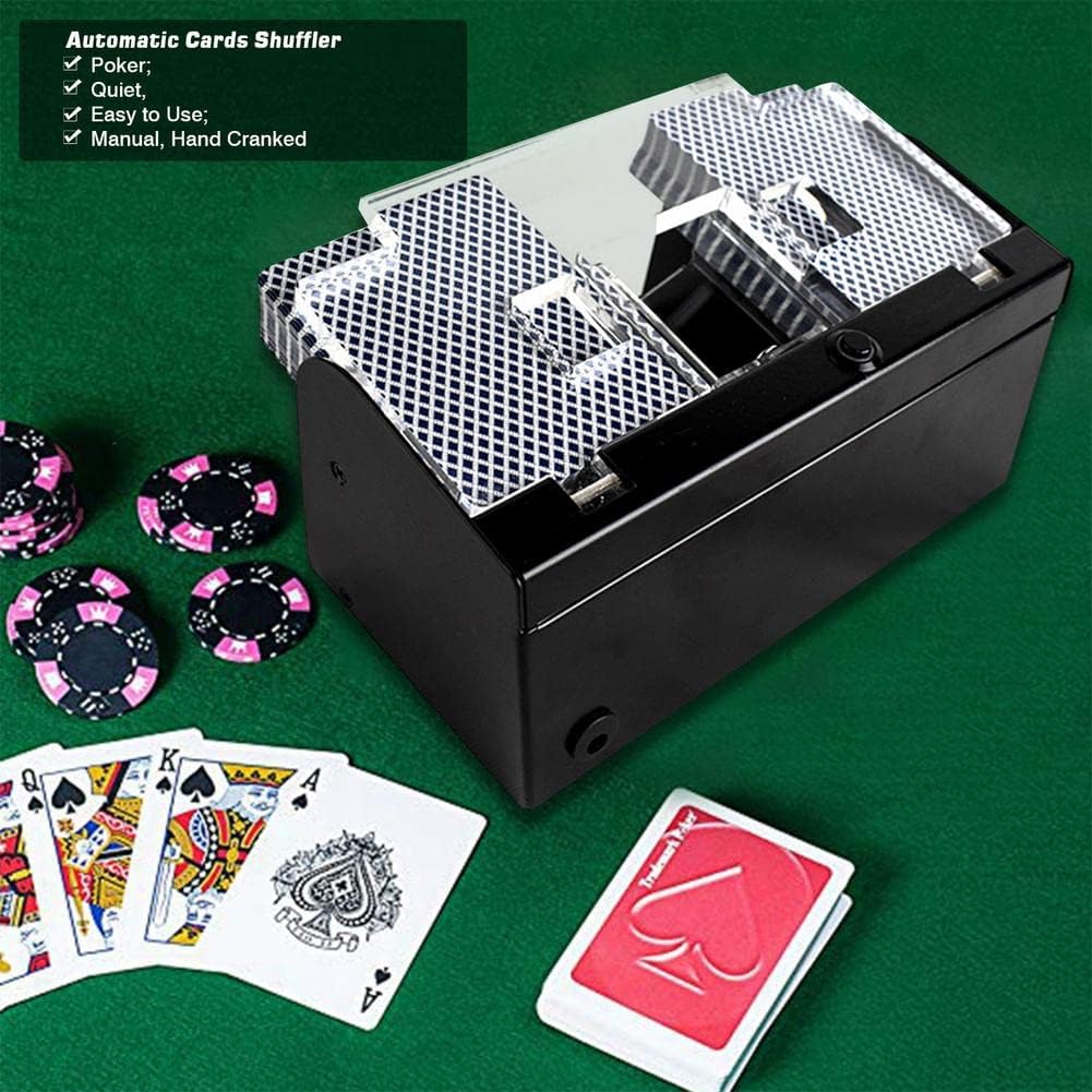 Automatic Card Shuffler Machine, Portable Casino Shuffler with Non-Slip Mat, One Key Shuffle, for Home Party Club Games