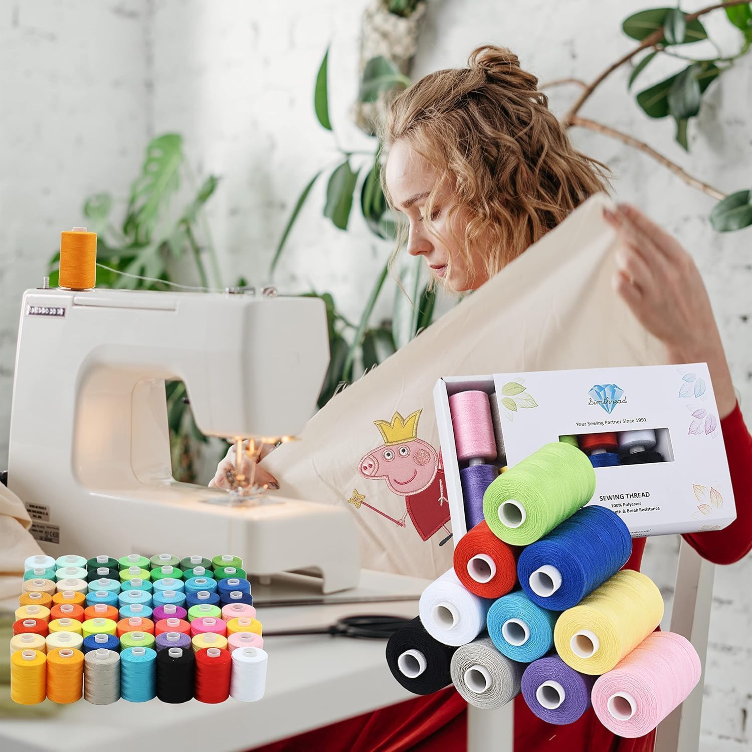 Simthread All Purpose Sewing Thread 98 Spool Assorted 1000 Yards Polyester Threads for Sewing(More Colors-98C)