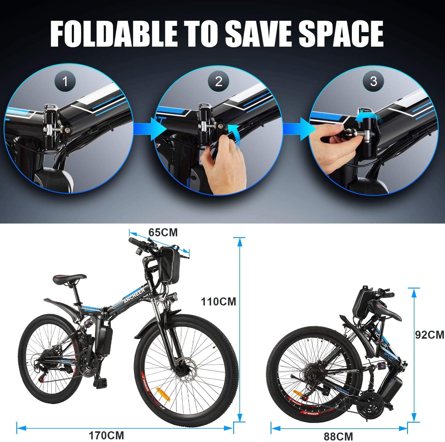 Steps to fold the ANCHEER electric bike
