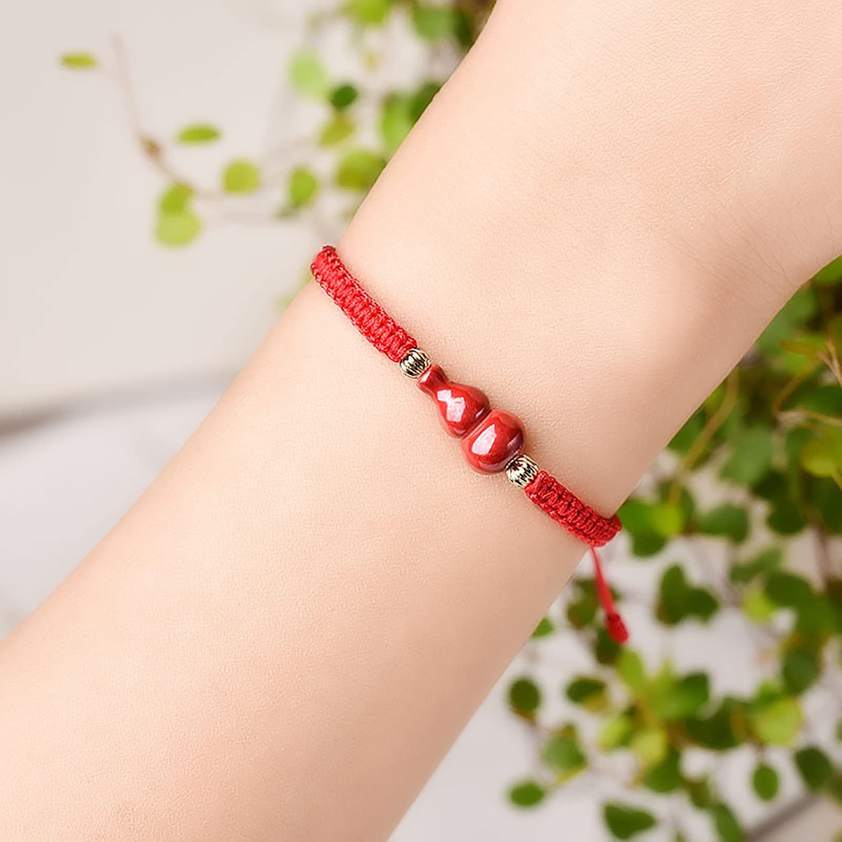 Bracciale Ricchezza Bracciale Bracciale con Cordino Rosso Bracciale con cinabro Naturale S Bracciale Wu Lou/Zucca Intrecciato Talismano Regolabile Bracciale Buddista Fatto a Mano Attira buona Fortuna