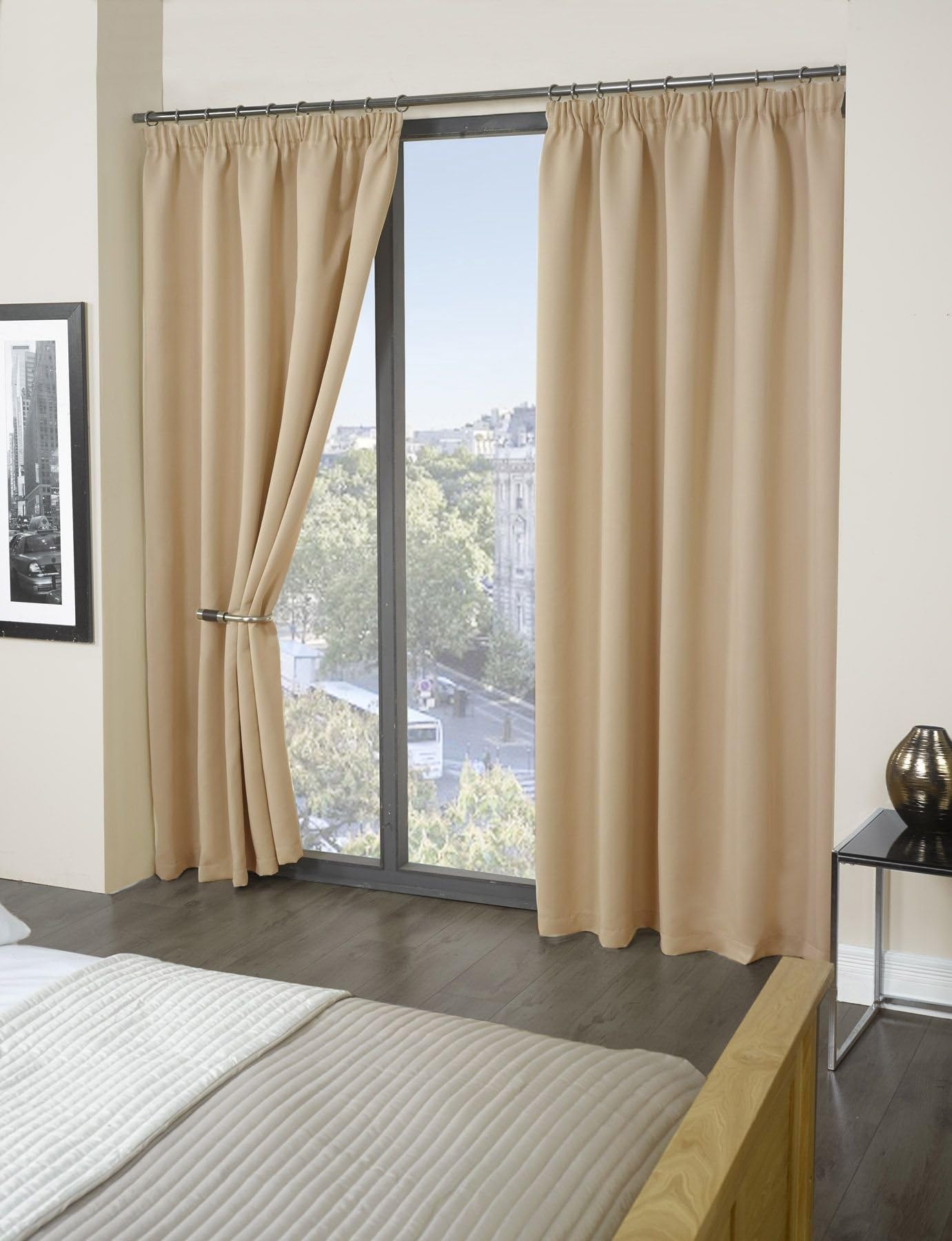 Tony's Textiles Thermal Supersoft Blackout Curtains Natural/Cream 66" x 90"(168cm x 229cm)
