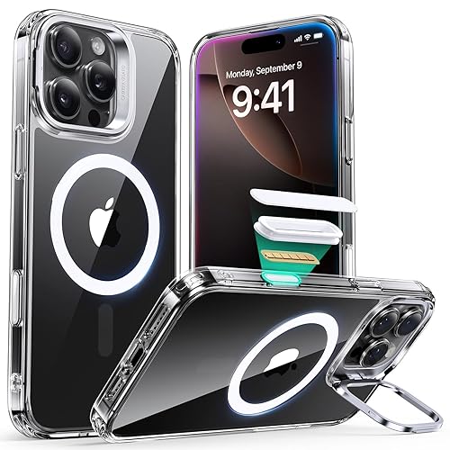 ESR for iPhone 16 Pro Max Case, Camera Control Button Compatible with MagSafe, Military-Grade Protective, Built-in Stash Stand Phone Case, Scratch-Resistant Back Cover, Clear