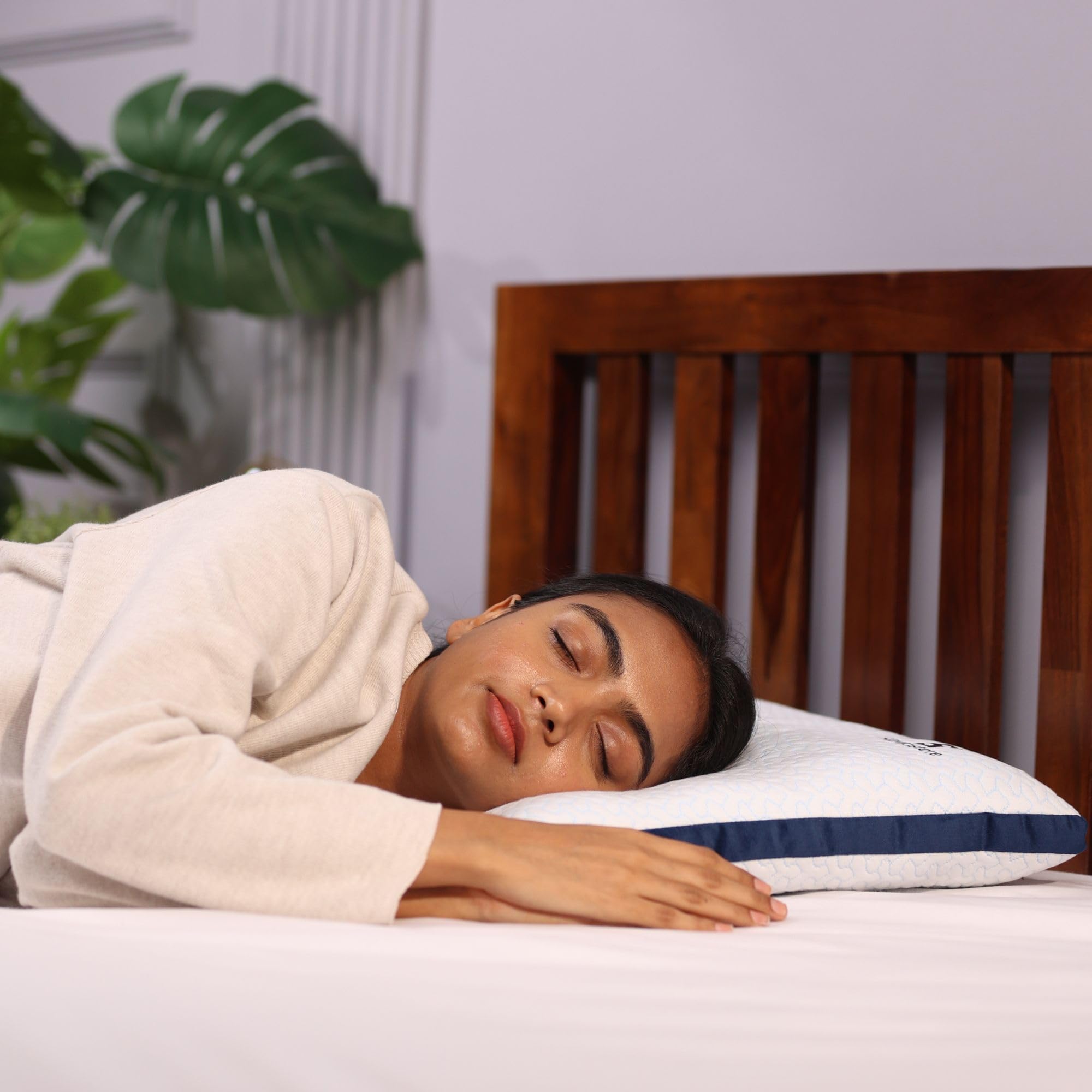 SleepStore Fibrom Slim Pillow, Pack of 1, 18x27 Inch | Low Height Sleeping Pillow | Perfect for Stomach & Back Sleepers | Breathable & Lightweight Bed Pillow for Sleeping (White)-picture-36