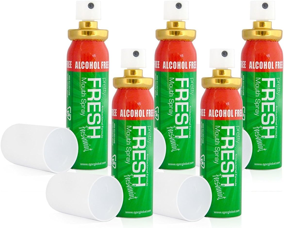 5x Fresh MINT BREATH SPRAY Antibacterial ALCOHOL FREE Bad Breath