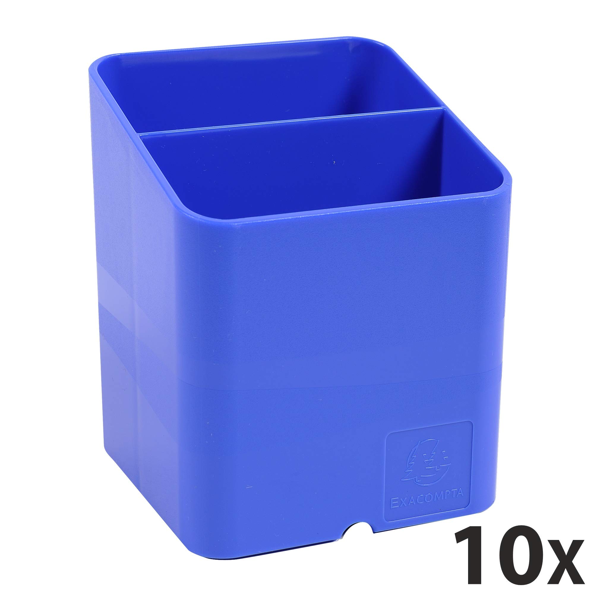 Exacompta - Réf. 67779D - carton de 10 Pots à crayons PEN-CUBE Iderama - Avec 2 compartiments de taille et de hauteur différentes - Dimensions 7,4x7,4x9,3 cm - Couleur Bleu glacé