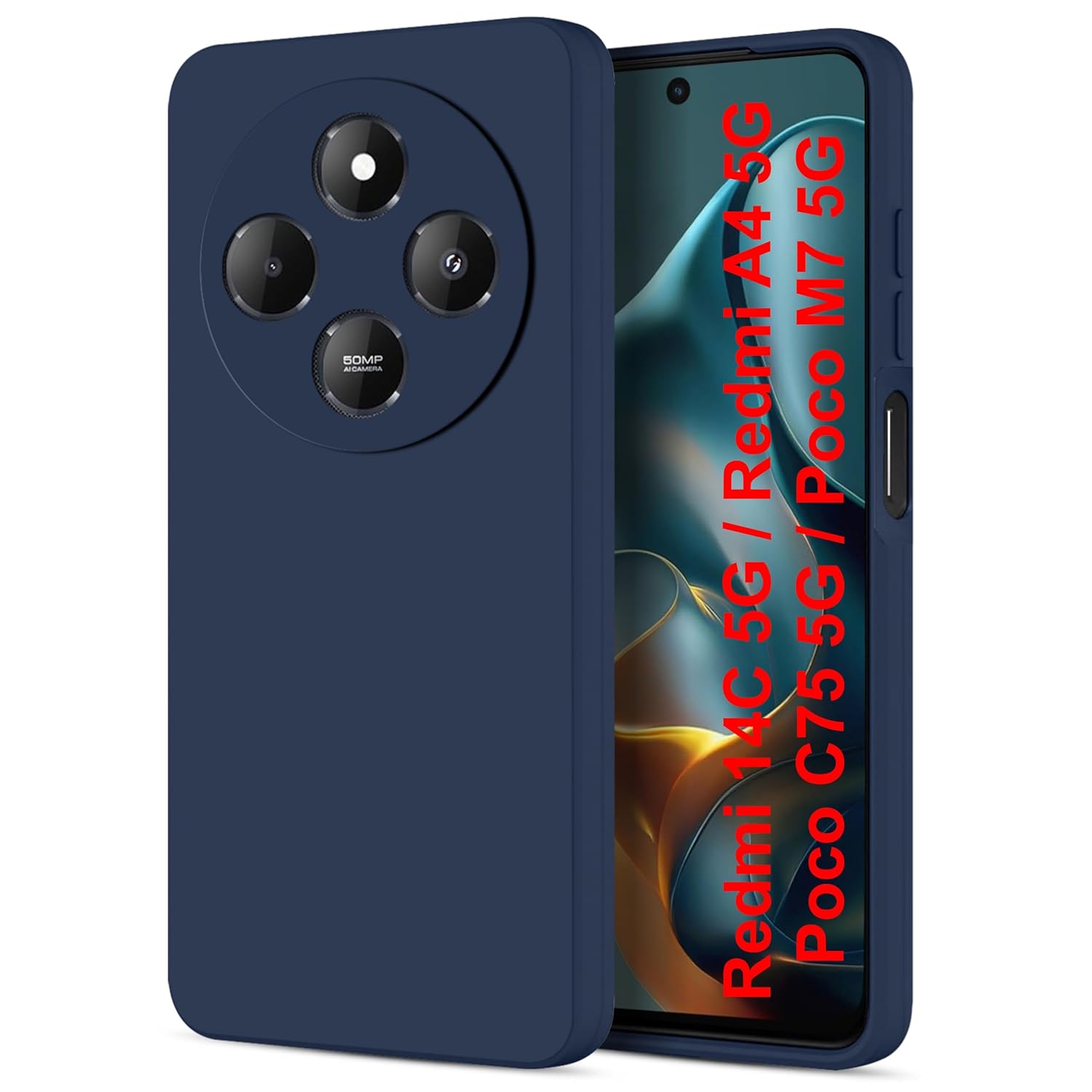 Silicone Back Cover Case for Mi Redmi 14C 5G / Mi A4 5G / Poco C75 5G / Poco M7 5G | Soft Micro-Fibre Lining Inside | Camera Protection Bump | Shockproof Back Cover Case for Redmi 14C 5G (Blue) Silicone Back Cover Case for Mi Redmi 14C 5G / Mi A4 5G / Poco C75 5G / Poco M7 5G | Soft Micro-Fibre Lining Inside | Camera Protection Bump | Shockproof Back Cover Case for Redmi 14C 5G (Blue)