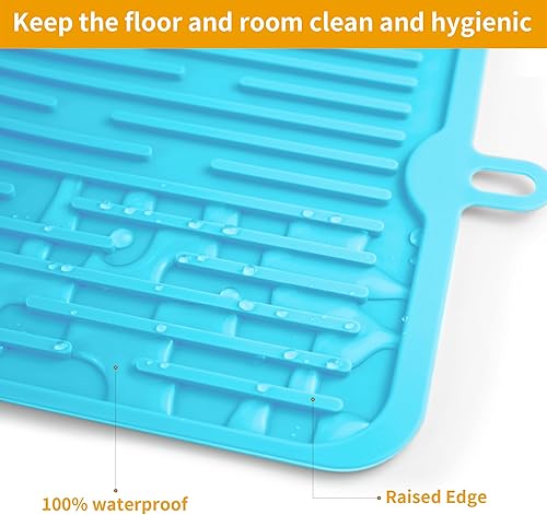 Miniatura 76 de Ptlom Mantel individual de silicona para perros y gatos, antideslizante, impermeable, tapete para alimentos y agua, tapete para bandeja