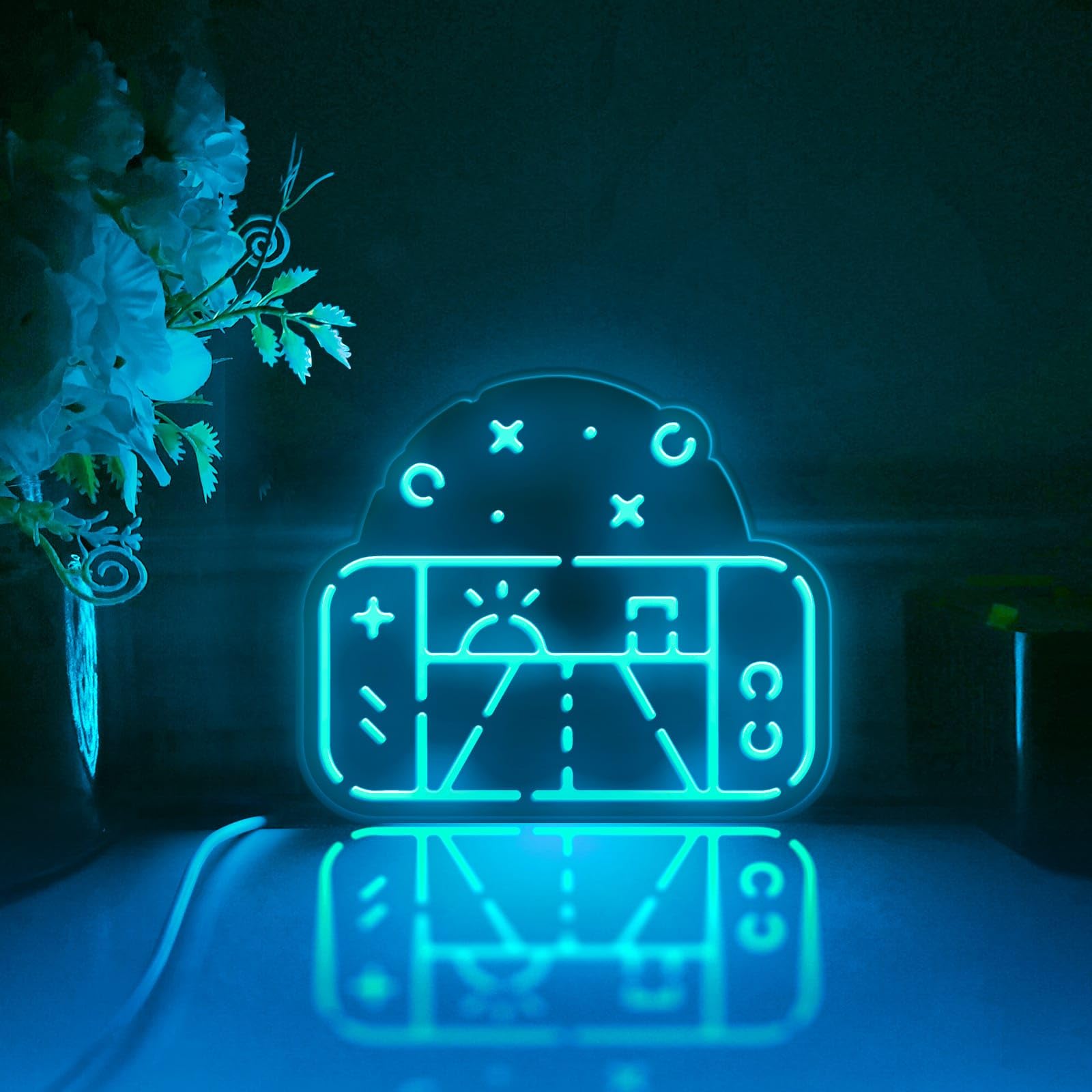Przenośna konsola do gier LED, konsola do gier, dekoracja ścienna, znak świetlny, dekoracja biurka, dekoracja sypialni, prezent dla graczy (światło RGB, średni rozmiar)