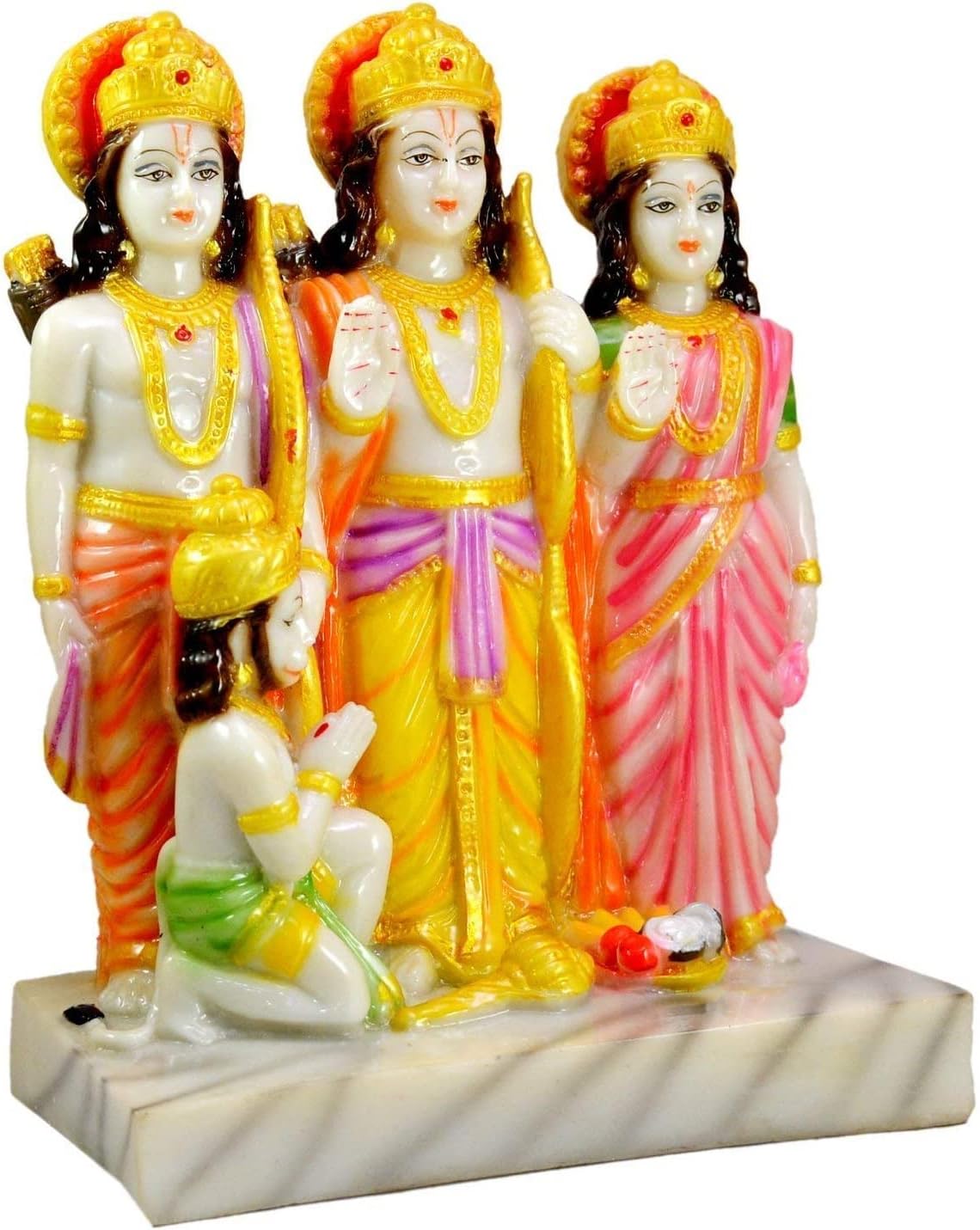 Antique Marble Look Ram Darbar Statue Idol for Pooja Room Office Temple (Height : 7-8 Inches)