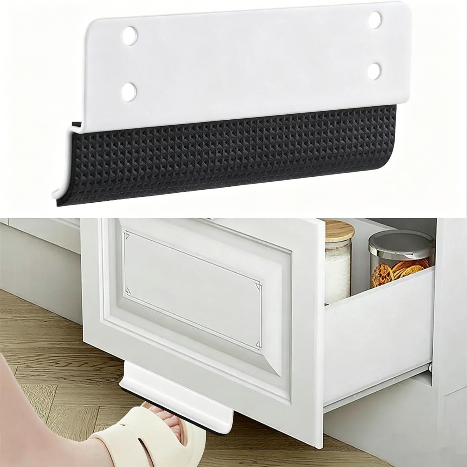 Tiroir d'armoire sans contact : tirette de pied pour poubelle de cuisine blanche