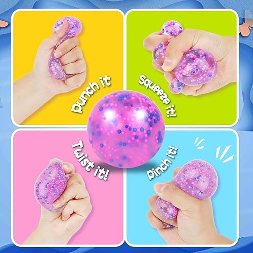 Vista 2 de Paquete de 5 bolas antiestrés para adultos de 2.36 pulgadas, bolas blandas para aliviar el estrés de adultos, bolas adhesivas para apretar, bolas