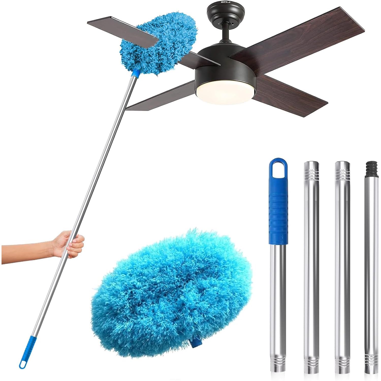 Microfiber Fan Cleaning Duster with Extendable Rod | Washable & Reusable Dust Cleaning Tool | Foldable Feather Duster | Ideal for Ceiling Fans, Furniture & Hard-to-Reach Areas-image-29