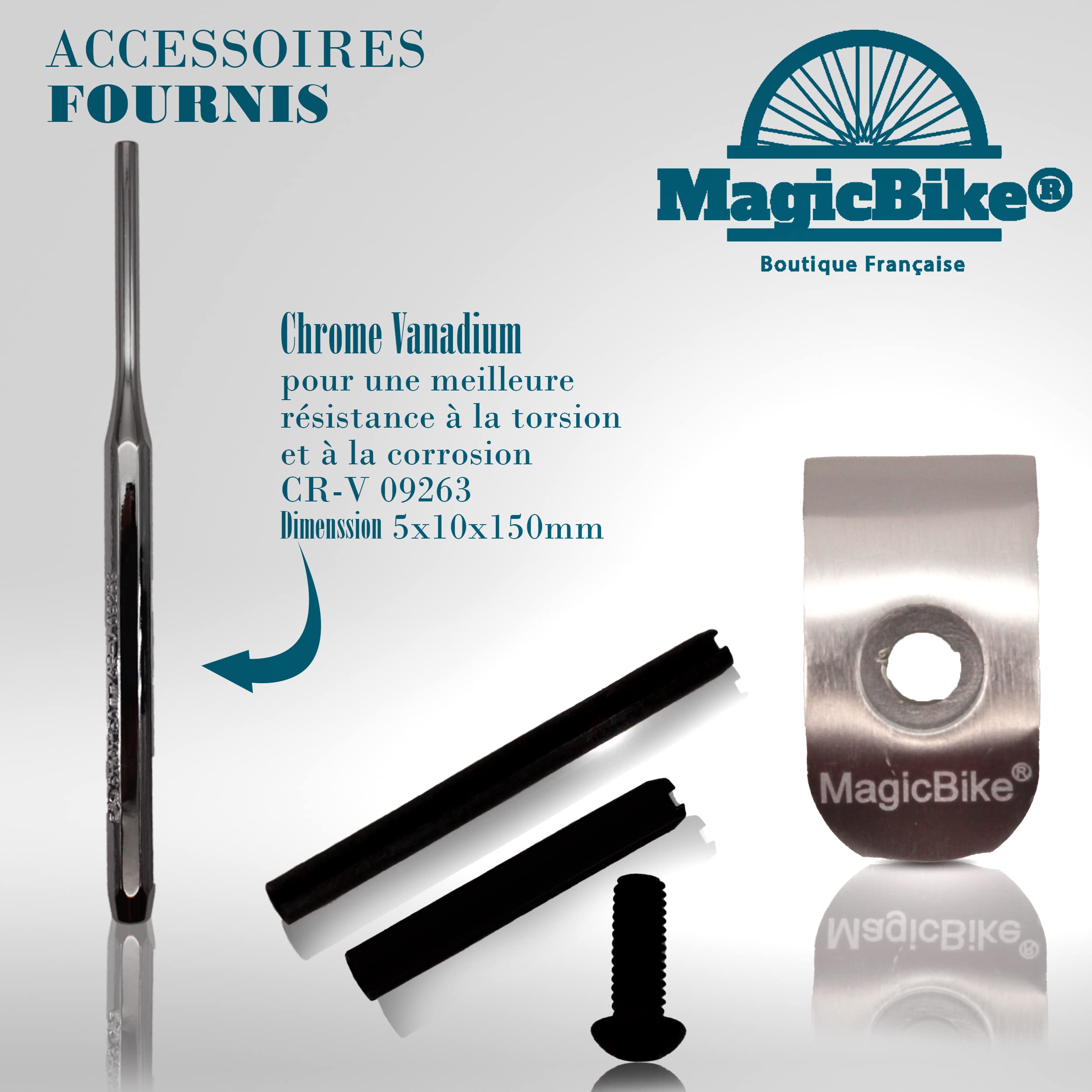 MagicBike] Lock Renforcé Potence de Guidon Xiaomi M365| Usinage Artisanal |Kit Lock Goupille Chasse Goupille Foret Joints | Alliage Aluminium Aéronautique [Qualité Certifiée©] (Argent