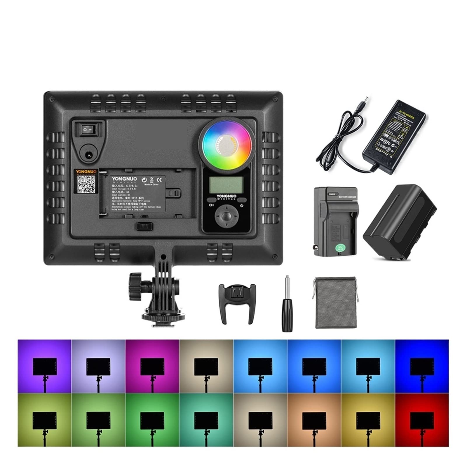 Luce Video for Fotocamera a LED RGB, Batteria Opzionale con Luce Fotografica Kit Caricabatterie + Adattatore CA(Kit 8)