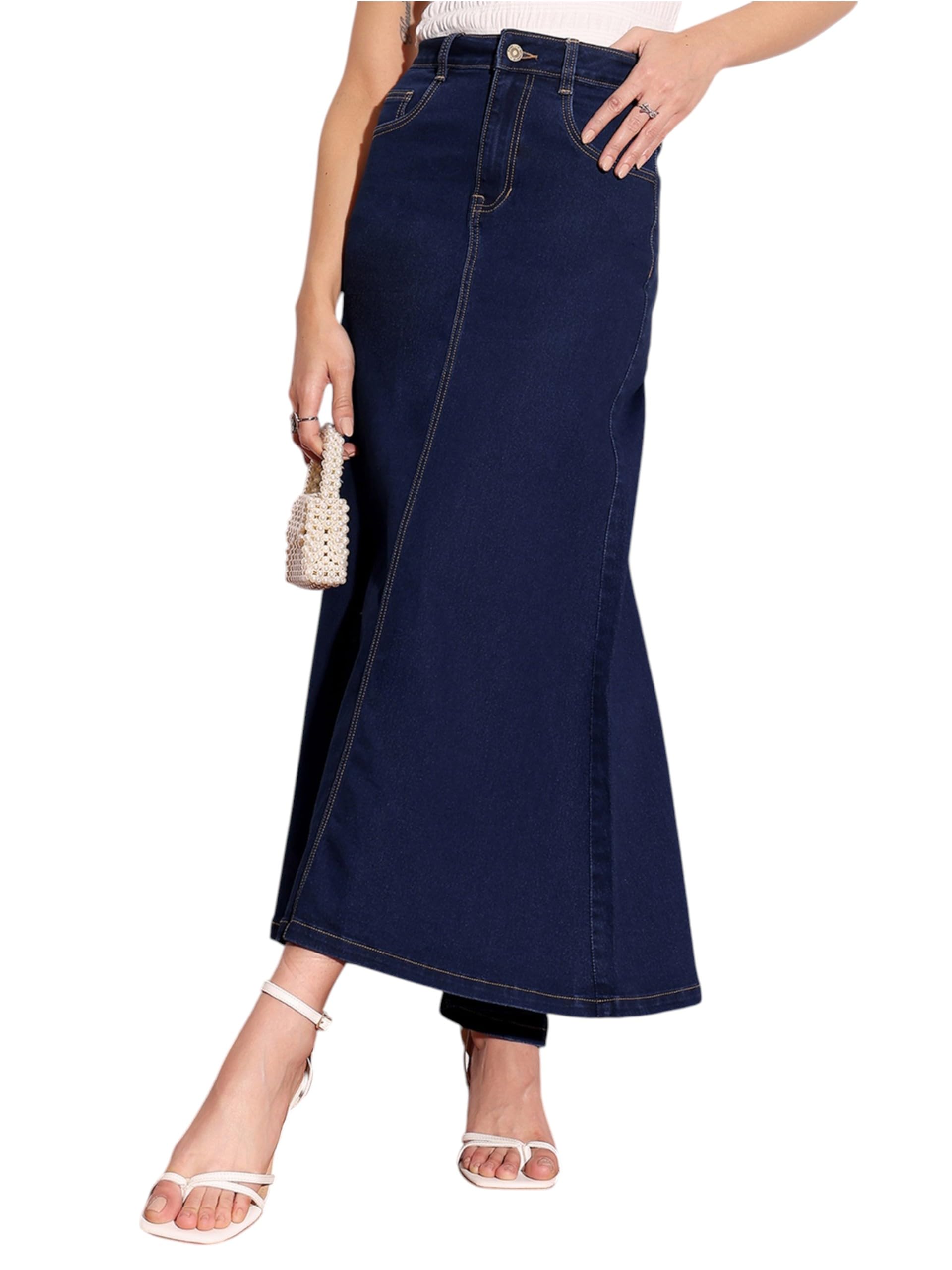 Women's Straight High Rise Mini Denim Skirt-image-30