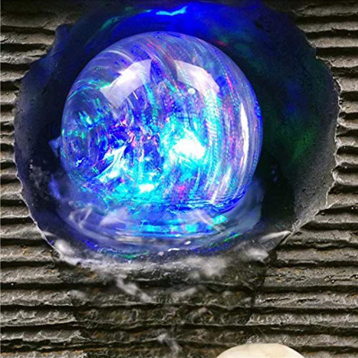 Indoor Water Fountain Glass Ball - Rotating Crystal Sphere -4