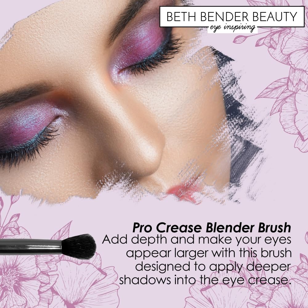 Beth Bender Beauty Pro Crease Eyeshadow Blender Brush - Tapered Brush for Eye Makeup with Ergonomic Handles and Nylon Bristles - Image 4